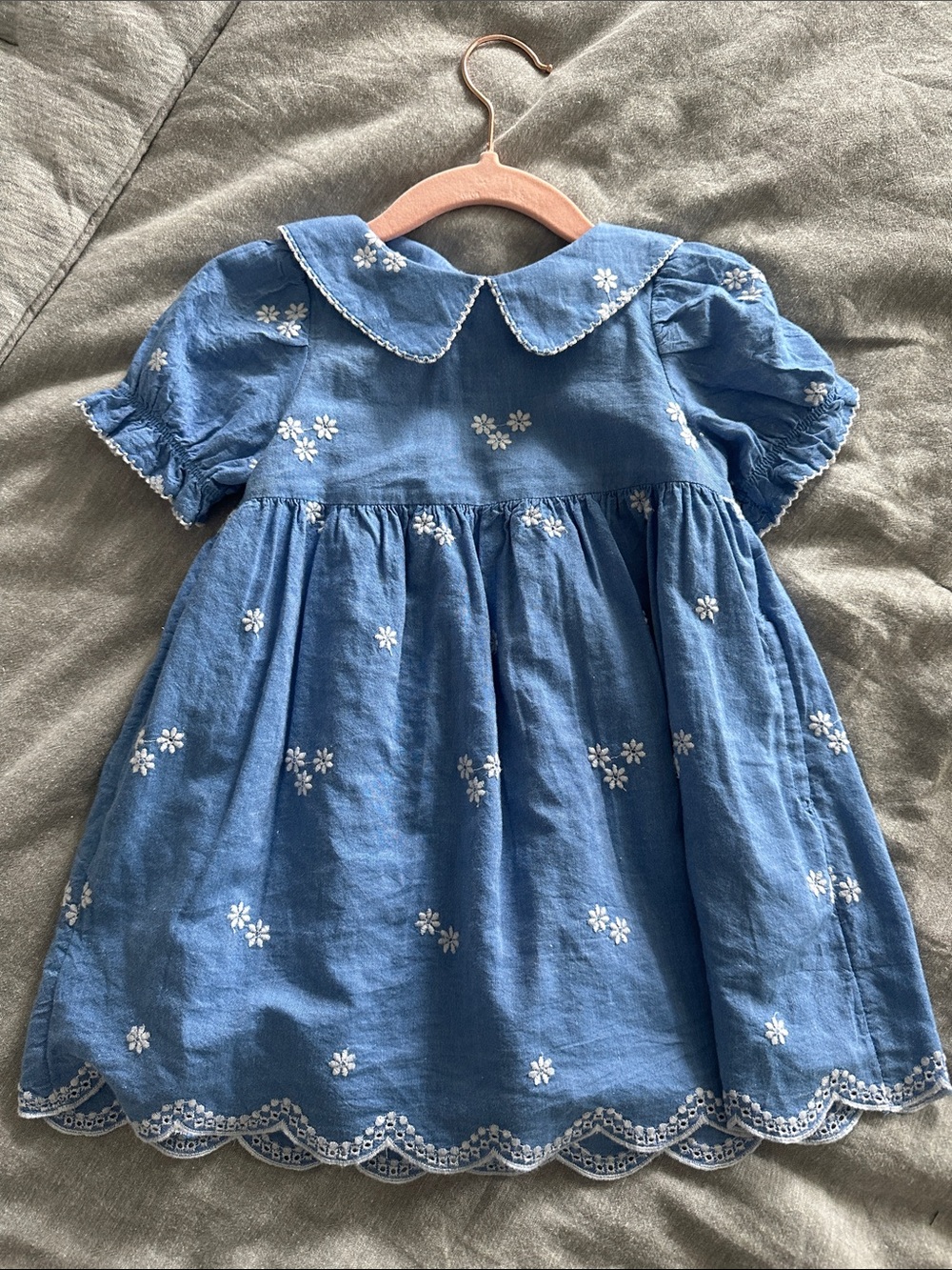 Cat & Jack Blue Daisy Embroidered Peter Pan Collar Dress